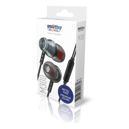 Гарнитура Smartbuy M300 (c микрофоном) серый Гарнитура Smartbuy M300 (c микрофоном) серый