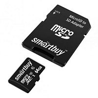 Носитель информации Transflash(MicroSDXC) 64Gb Smartbuy Advanced U3/V30/A1; до 90/55 МБ/с, с адаптером SD (SB64GBSDU1A-AD)