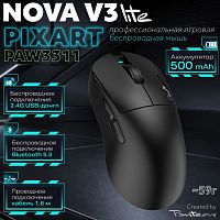 Игровая мышь Jet. A Panteon NOVA V3 lite Black (300) ( 2.4G, Bluetooth 5.3, кабель; сенсор PIXART PAW 3311-300 IPS/35G, аккум-р 500мАч)