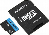 Носитель информации Transflash(MicroSDXC)64Gb A-Data (AUSDX64GUICL10A1-RA1) Class10 UHS-I с адаптером