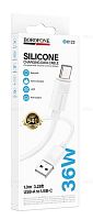 USB кабель Type-C 1.0м Borofone BX123 Leya, 3,0А, 36Вт, цвет: белый