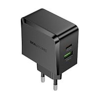 СЗУ Borofone BAS63A, Smart, 1 USB, 1 Type-C, QC3.0, PD 65Вт, цвет: чёрный