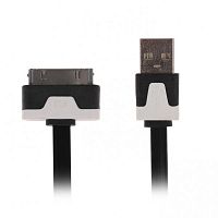 USB кабель для iPhone 4G/4GS 30 pin 2.0 м LuazON 1 А, плоский, МИКС Арт: 3001836