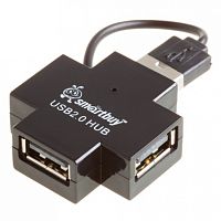 Концентратор USB 2.0 , 4 ports, Smartbuy, чёрный SBHA-6900-K