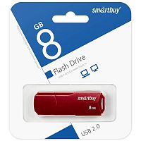 Носитель информации 8Gb, USB 2.0 Smartbuy Clue (SB8GBCLU-BG), бордовый